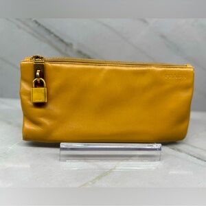 Prada Mustard Yellow Leather Clutch